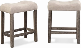 Roundhill Furniture Sora Button Tufted Counter Height Saddle Stools, Set of 2, Taupe