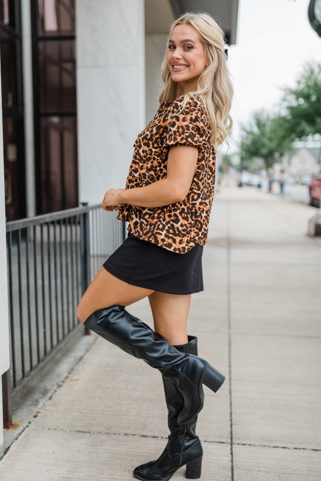 Running Wild Leopard Print Tie Front Blouse  FINAL SALE