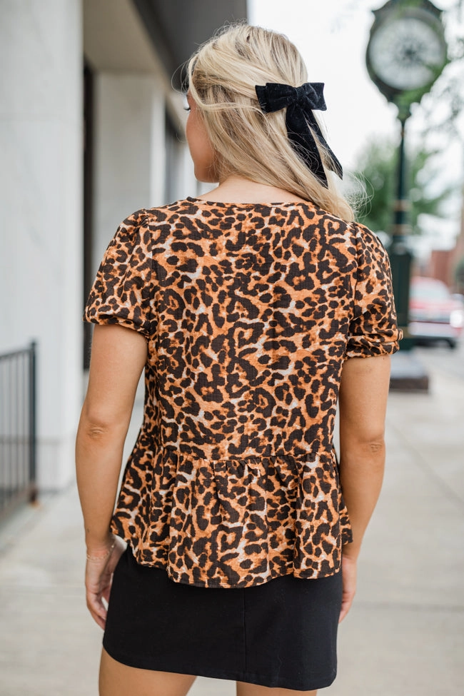 Running Wild Leopard Print Tie Front Blouse  FINAL SALE