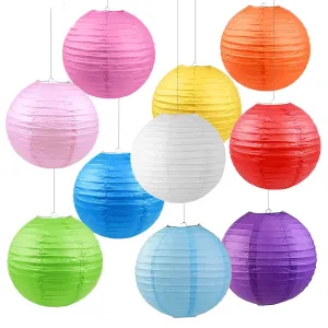 Rynx | 10 Pack 12" Chinese Paper Lanterns Decorative Colorful Chinese Hanging Decorations For Rainbow Party Classroom Ceiling Decoration (Multicolor, 12-Inch, Set Of 10)