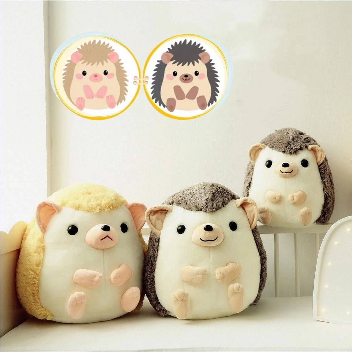 Ryttir 13.8 Inch Chubby Big Hedgehog Stuffed Animal, Adventure Stuffed Hedgehogs Toy, Brave Boy's and Girl's Room Decor, Funny Gift for Kids and Women