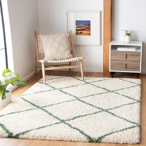 SAFAVIEH Hudson Shag Collection Area Rug - 8' x 10', Ivory & Green, Modern Trellis Design, Non-Shedding & Easy Care, 2-inch Thick Ideal for High Traffic Areas in Living Room, Bedroom (SGH281X)