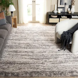 SAFAVIEH Hudson Shag Collection Area Rug - 9' x 12', Ivory & Grey, Modern Design, Non-Shedding & Easy Care, 2-inch Thick Ideal for High Traffic Areas in Living Room, Bedroom (SGH206A)