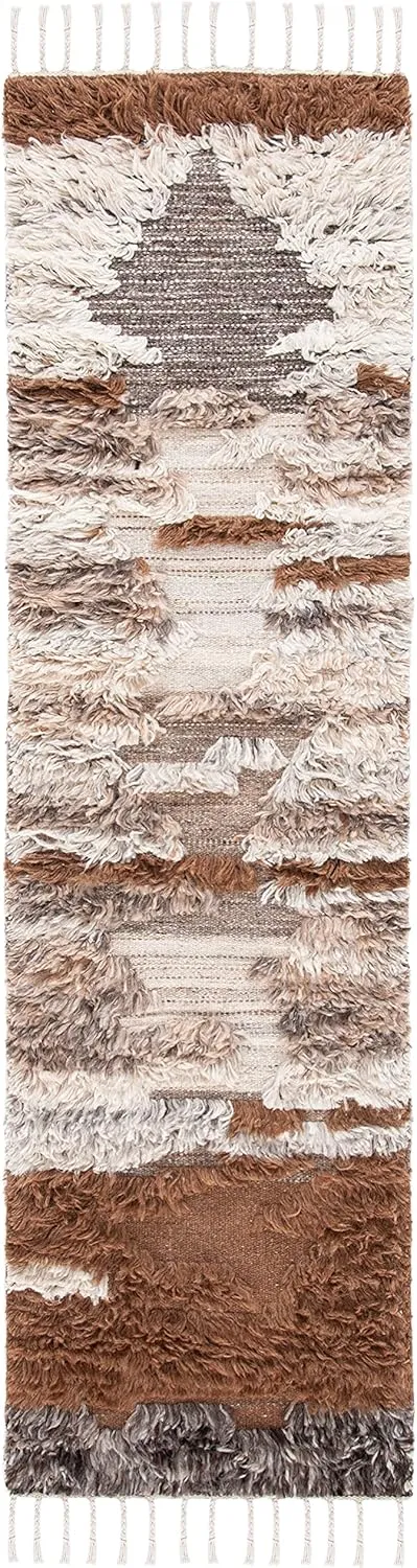 SAFAVIEH Kenya Collection Runner Rug - 2'3" x 6', Grey & Brown, Handmade Wool, Ideal for The Living Room, Dining Room, Bedroom (KNY225A-26)