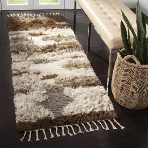 SAFAVIEH Kenya Collection Runner Rug - 2'3" x 6', Grey & Brown, Handmade Wool, Ideal for The Living Room, Dining Room, Bedroom (KNY225A-26)