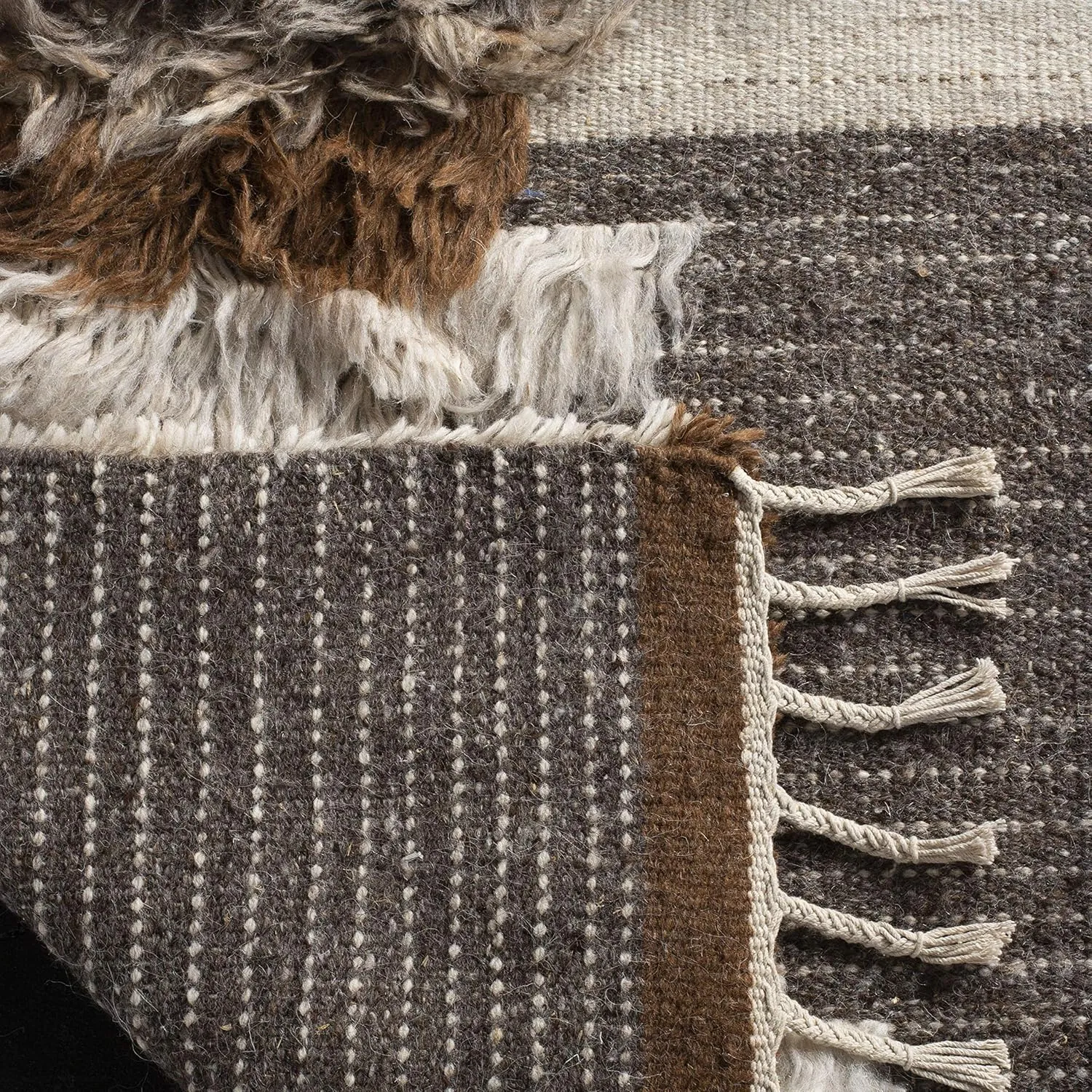 SAFAVIEH Kenya Collection Runner Rug - 2'3" x 6', Grey & Brown, Handmade Wool, Ideal for The Living Room, Dining Room, Bedroom (KNY225A-26)