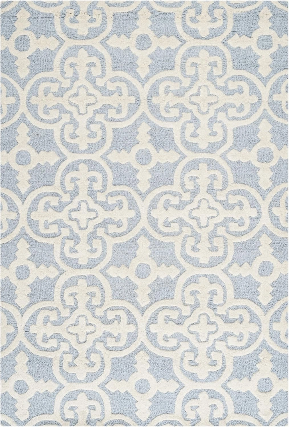 SAFAVIEH Cambridge Collection 3' x 5' Light Blue/Ivory CAM133A Handmade Moroccan Premium Wool Area Rug