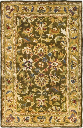 SAFAVIEH Classic Collection Accent Rug - 2'3" x 4', Olive & Camel, Handmade Traditional Oriental Wool, Ideal for High Traffic Areas in Entryway, Living Room, Bedroom (CL758M)