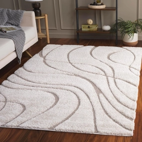 SAFAVIEH Florida Shag Collection Accent Rug - 4' x 6', Cream & Beige, Non-Shedding & Easy Care, 1.2-inch Thick Ideal for High Traffic Areas in Entryway, Living Room, Bedroom (SG471-1113)