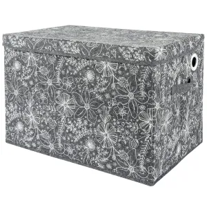 Sammy & Lou Collapsible Felt Soft Toy Box for Toddlers Toy Storage Organizer with Handles and Hinged Lid, 22 x 14.5 x 15 inches, Floral