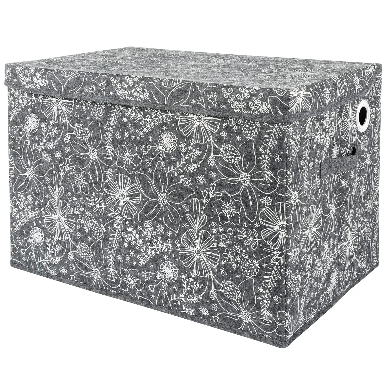 Sammy & Lou Collapsible Felt Soft Toy Box for Toddlers Toy Storage Organizer with Handles and Hinged Lid, 22 x 14.5 x 15 inches, Floral