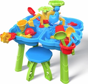 Sand Water Table - 4 in 1 Kids Activity Sensory Play Table for Outdoor Backyard - Beach Sand Water Toy for Toddlers Age 3-5
