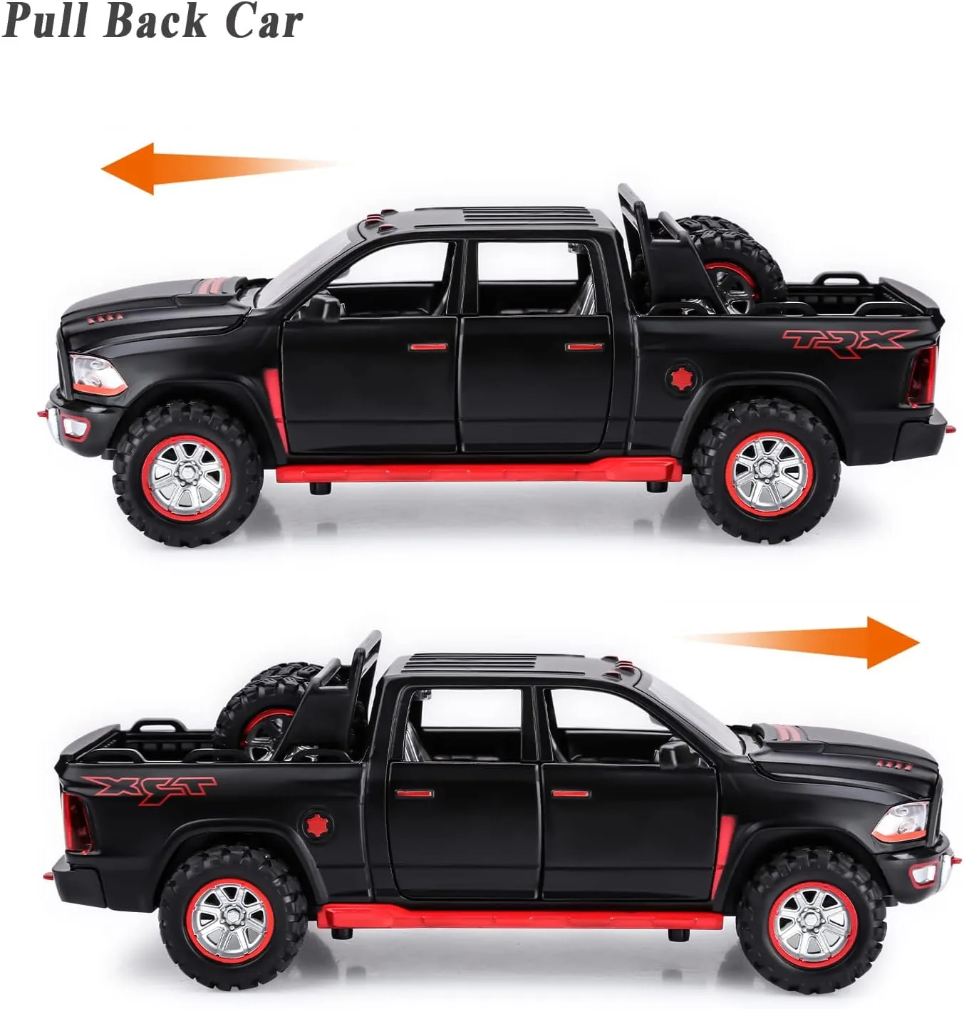 SASBSC Toy Trucks for Boys Age 3-8 RAM 1500 Pickup Truck Toys for 3 4 5 6 7 8 Year Old Kids Diecast Trucks with Light and Sound Metal Toy Cars for Kids Birthday (Black)