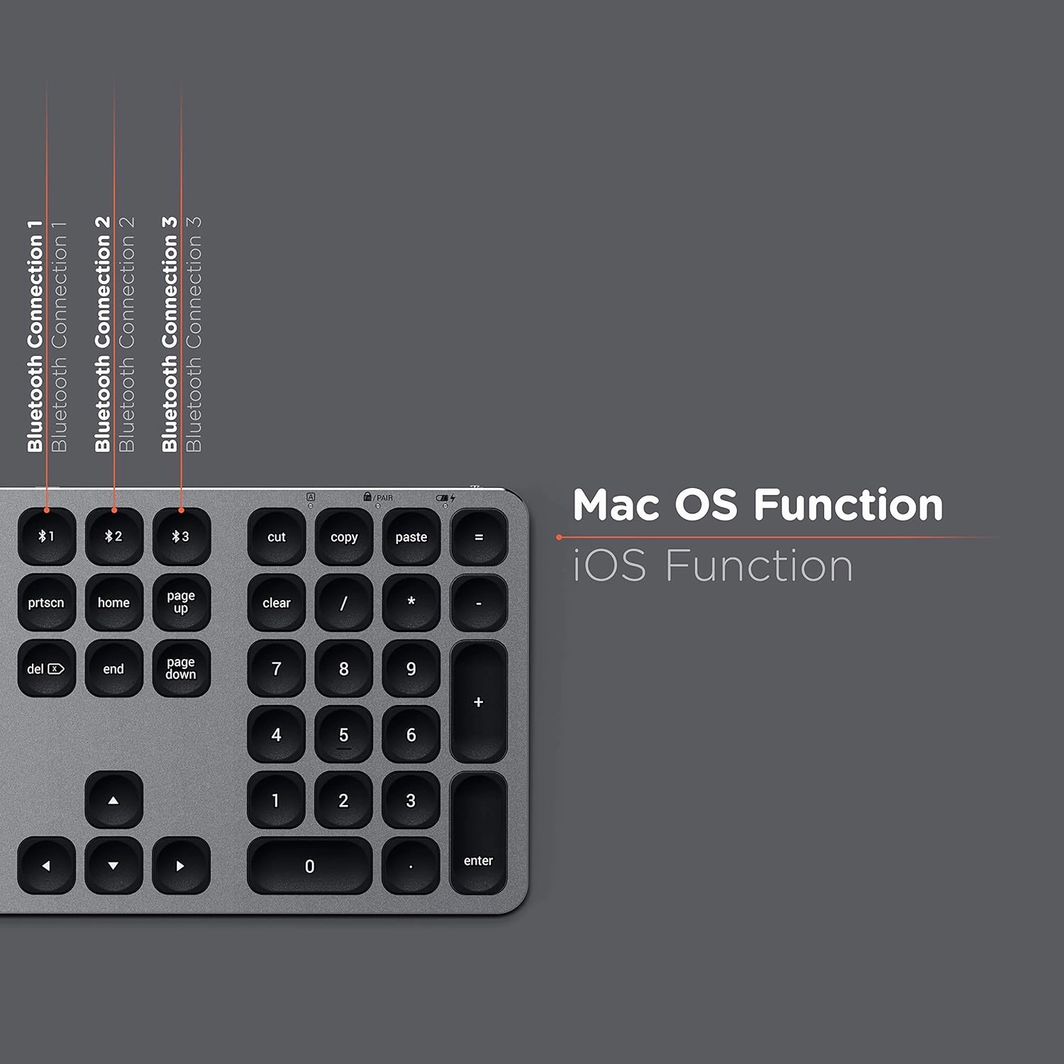 Satechi Aluminum Wireless Keyboard with Numeric Keypad – for MacBook Pro, MacBook Air, iPad Pro, iMac and More