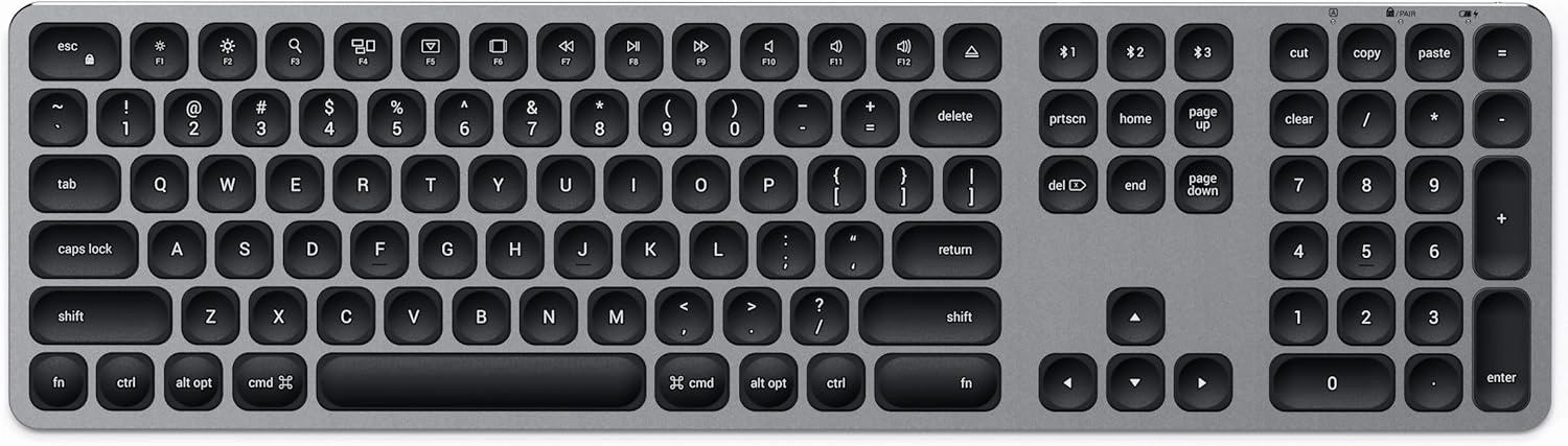 Satechi Aluminum Wireless Keyboard with Numeric Keypad – for MacBook Pro, MacBook Air, iPad Pro, iMac and More