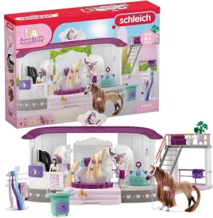 Schleich Horse Club Sofia's Beauties Horse Beauty Salon Stable with Brushing Accessories and Figurines Playset - 99-Piece Horse Beauty Salon Toy for Grooming and Brushing, Gift for Kids Age 4 