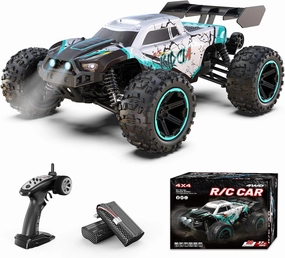 Scientoy 1/14 RC Cars Fast 60 KPH, 4WD All Terrain RC Truck with 60 Mins Runtime, High Speed Off Road Remote Control Car with 2S 2000 mAh Rechargeable Batteries, RC Cars for Adults and Boys Gift