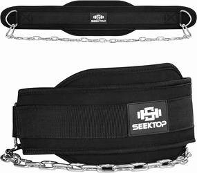 Seektop Dip Belt With Chain for Weightlifting - Neoprene Waist Belt for GYM Workout, Pull Ups, Crossfit, Weight Lifting, Squat, Training, Fitness - for Men & Women