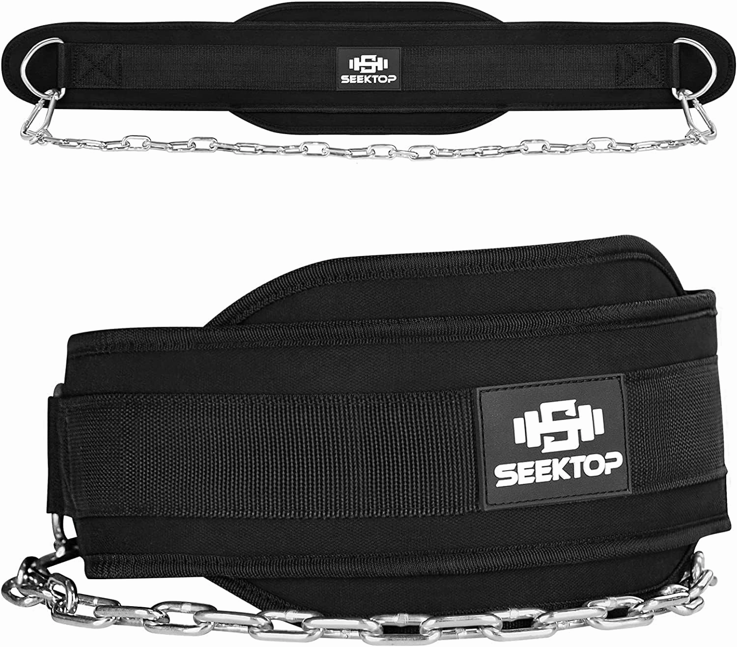 Seektop Dip Belt With Chain for Weightlifting - Neoprene Waist Belt for GYM Workout, Pull Ups, Crossfit, Weight Lifting, Squat, Training, Fitness - for Men & Women