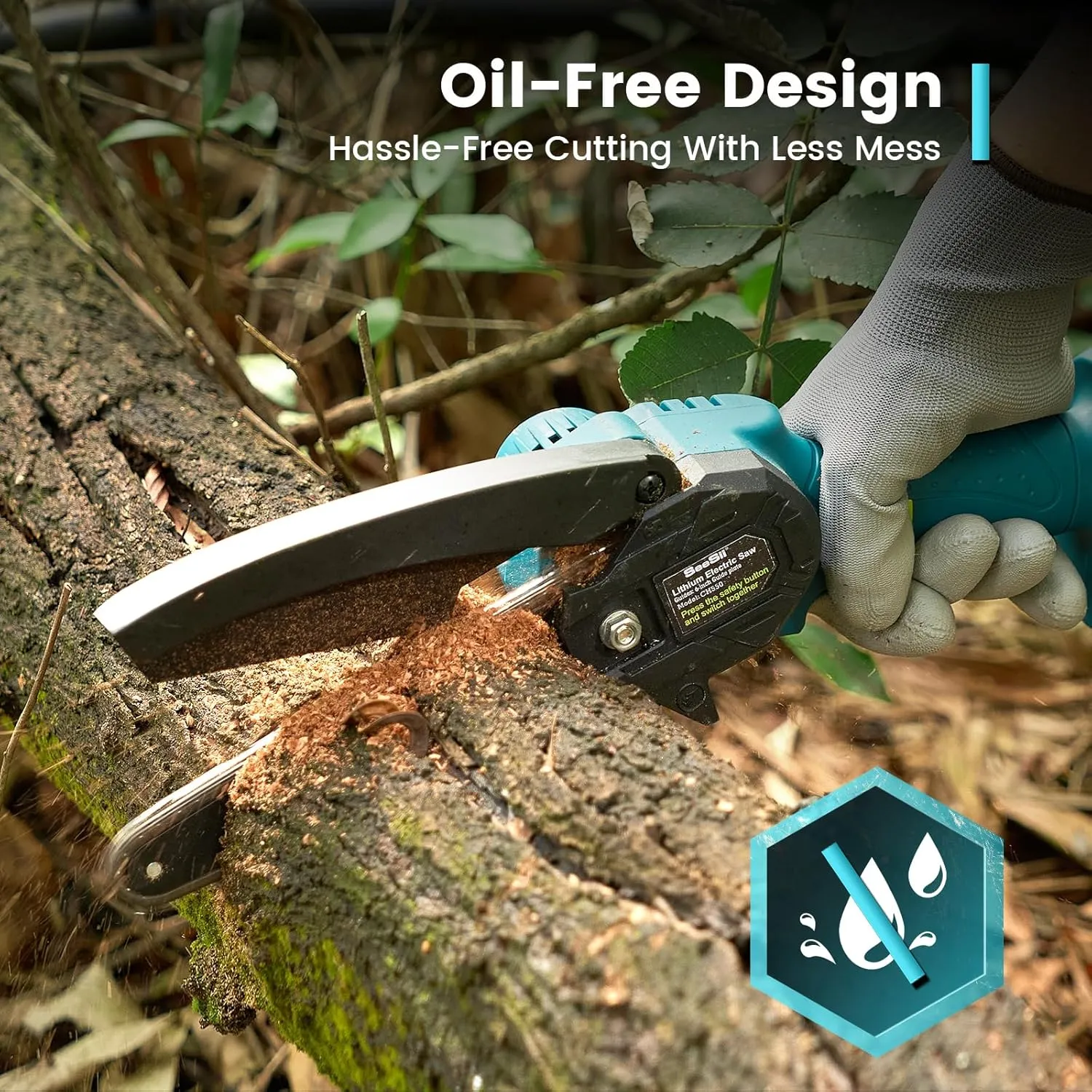 Seesii Mini Chainsaw, 6-inch Mini Chainsaw Cordless, Handheld Electric Power Chain Saw with Battery, for Tree Trimming Wood Cutting,Gifts for Father, Dad, Husband, Men