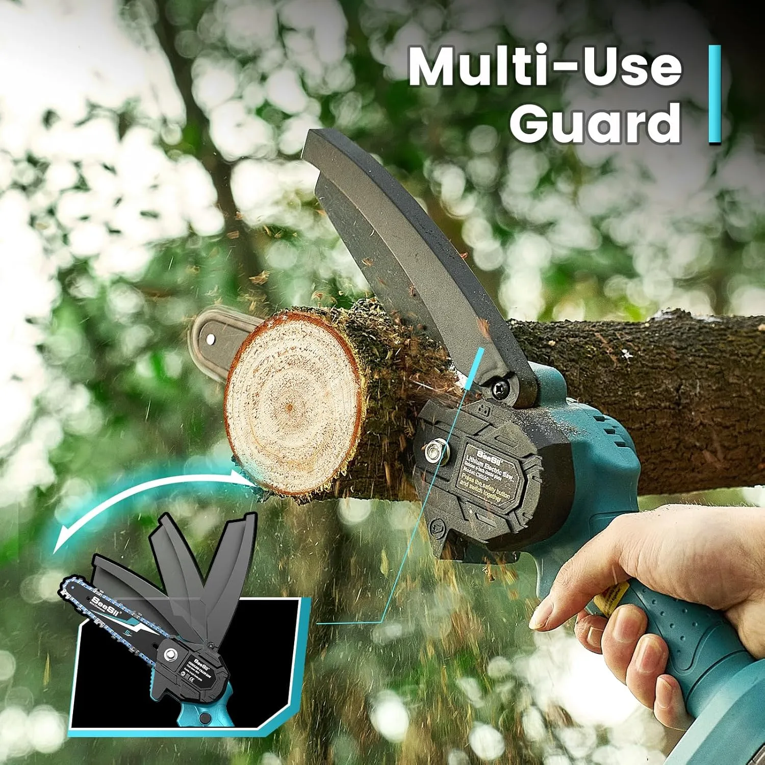 Seesii Mini Chainsaw, 6-inch Mini Chainsaw Cordless, Handheld Electric Power Chain Saw with Battery, for Tree Trimming Wood Cutting,Gifts for Father, Dad, Husband, Men