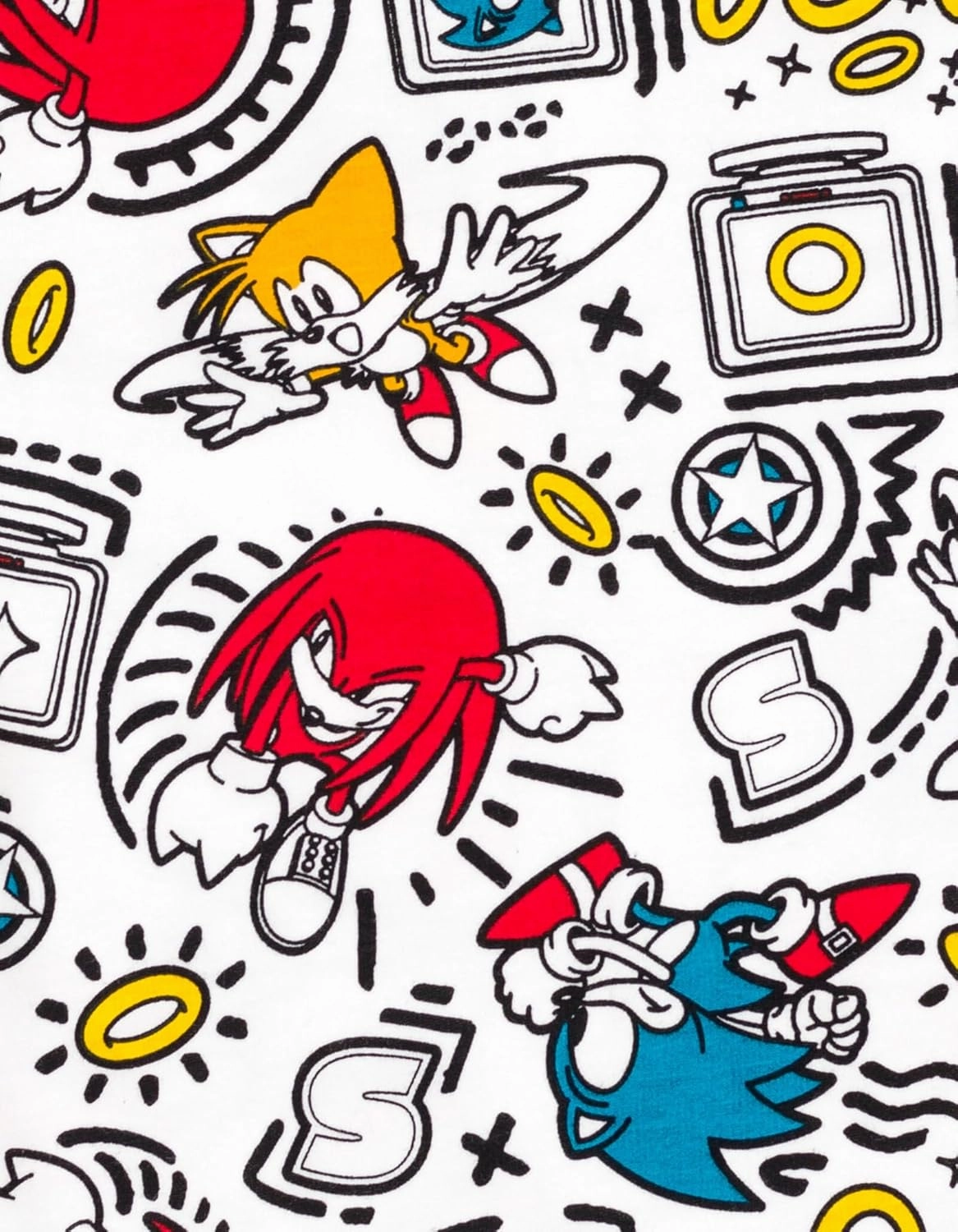 SEGA Sonic the Hedgehog Tails Knuckles French Terry T-Shirt and Bike Shorts Outfit Set Little Kid to Big Kid