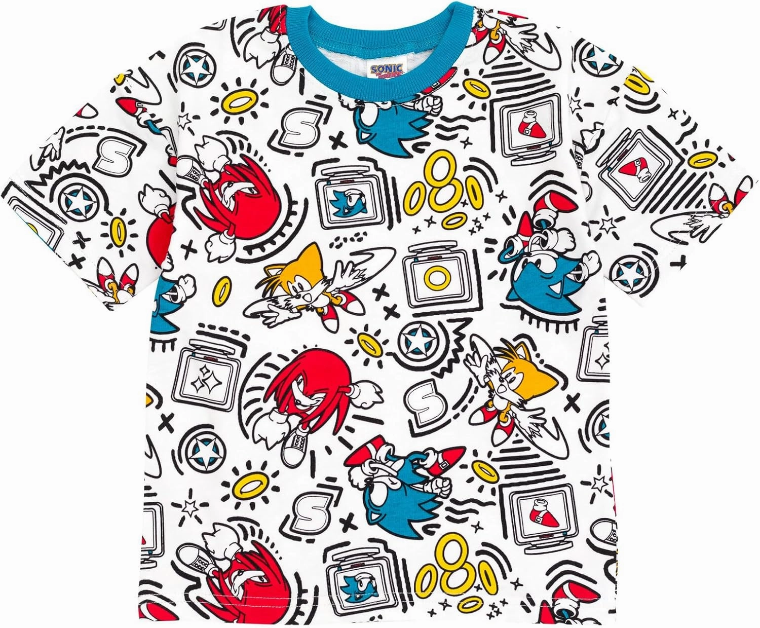 SEGA Sonic the Hedgehog Tails Knuckles French Terry T-Shirt and Bike Shorts Outfit Set Little Kid to Big Kid