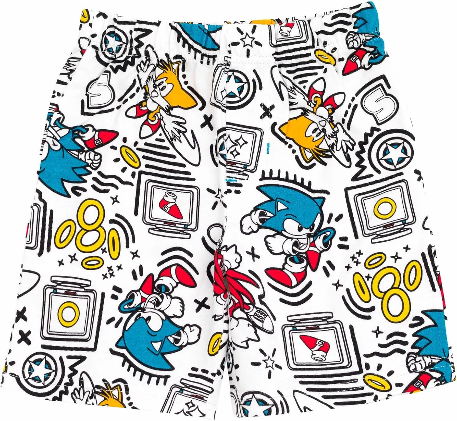 SEGA Sonic the Hedgehog Tails Knuckles French Terry T-Shirt and Bike Shorts Outfit Set Little Kid to Big Kid