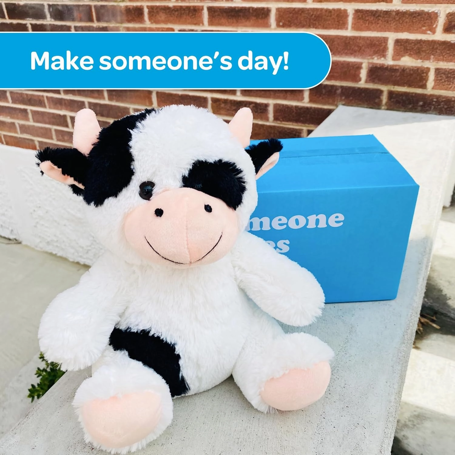 SendAFriend Cooper The Cow Stuffed Animal Care Package, Someone Loves You Box, Great Gift for Any Reason (Happy Birthday Notecard)