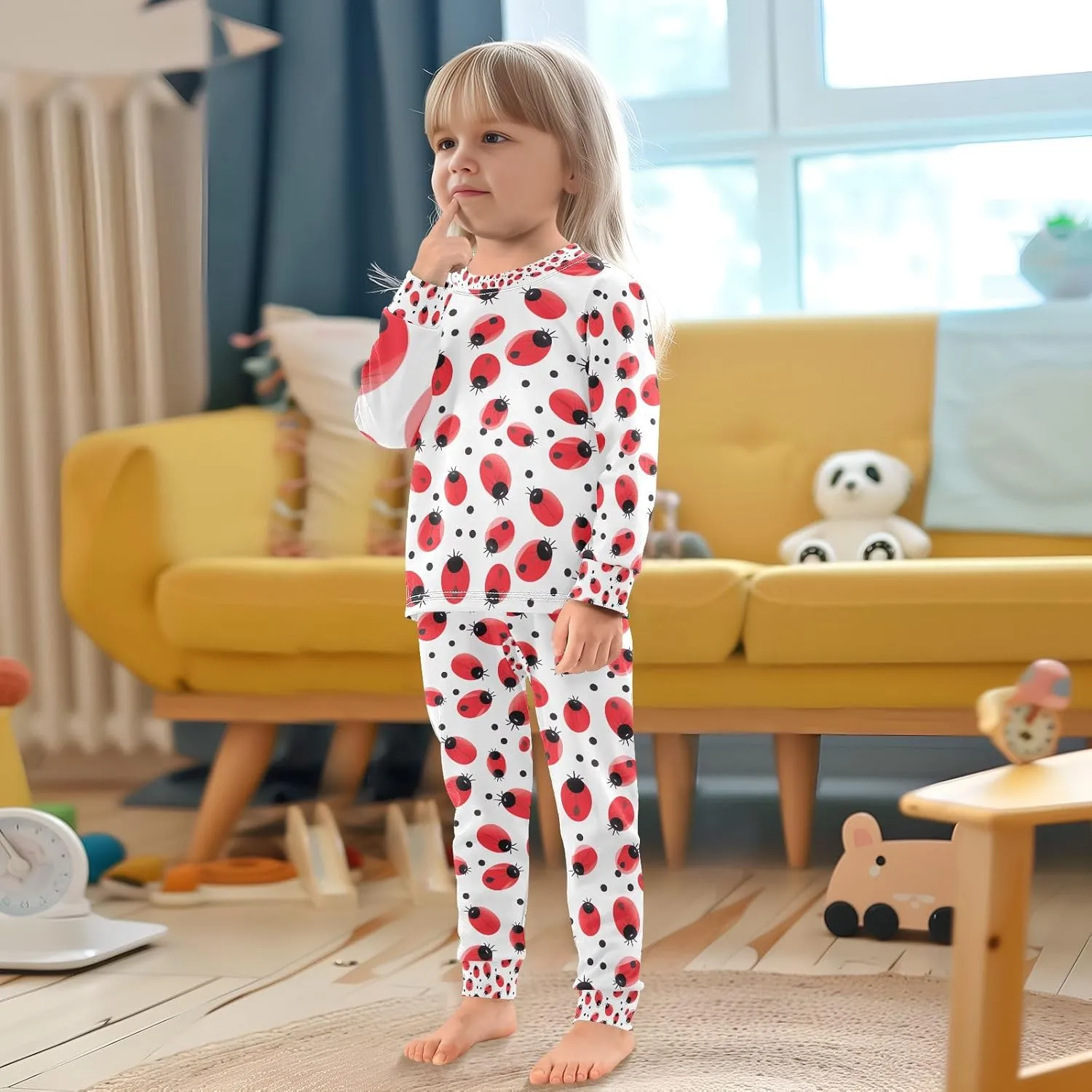 senya Coccinella Septempunctata Pajamas Set Long Sleeve Soft Cotton Sleepwear 2 Piece