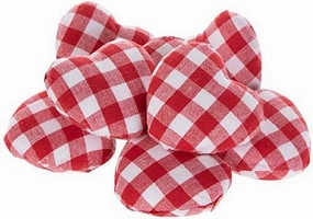 Set of 8 Red & White Buffalo Check Plaid Gingham Small 3" Heart Bowl Fillers