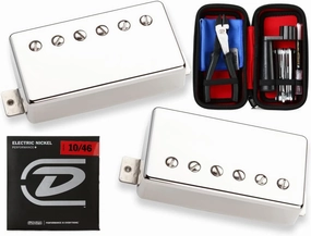 Seymour Duncan Seth Lover Humbucker Set, Nickel - Bundled with Dunlop String Change Tool Kit and DEN1046 Guitar Strings