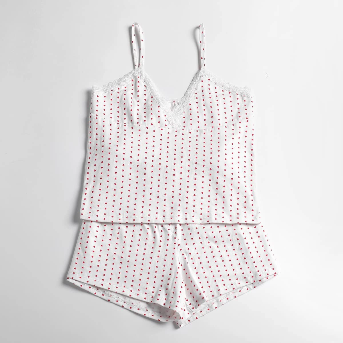 Seyurigaoka Women Y2k 2 Piece Lace Shorts Set Sleeveless V Neck Cami Top with Shorts Pajamas Sets Sleepwear