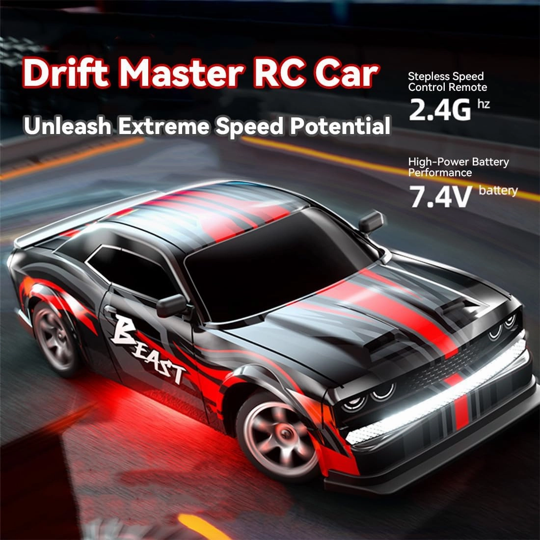 SG218PRO 1/16 RC Drift Car for Adults, 2.4G Full-Proportional 4WD Mini Remote Control Racing Car with LED Lights, 25KM/H Electric 2 Batteries Sports Cars Toy Gift -RTR