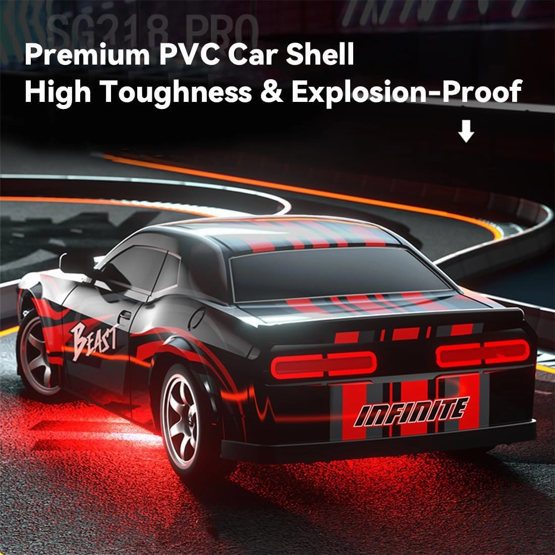 SG218PRO 1/16 RC Drift Car for Adults, 2.4G Full-Proportional 4WD Mini Remote Control Racing Car with LED Lights, 25KM/H Electric 2 Batteries Sports Cars Toy Gift -RTR