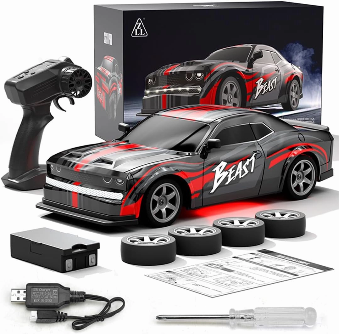 SG218PRO 1/16 RC Drift Car for Adults, 2.4G Full-Proportional 4WD Mini Remote Control Racing Car with LED Lights, 25KM/H Electric 2 Batteries Sports Cars Toy Gift -RTR