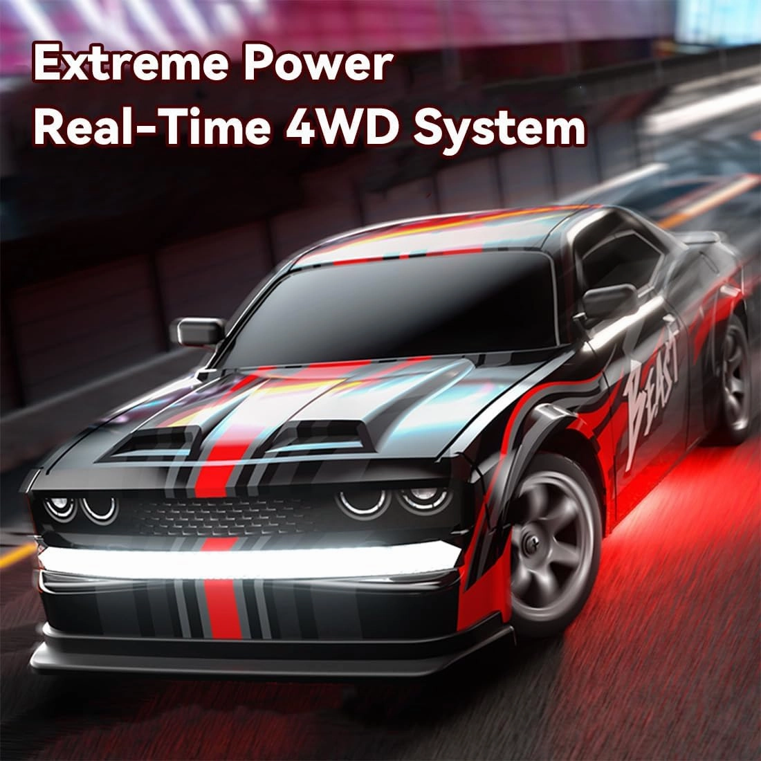 SG218PRO 1/16 RC Drift Car for Adults, 2.4G Full-Proportional 4WD Mini Remote Control Racing Car with LED Lights, 25KM/H Electric 2 Batteries Sports Cars Toy Gift -RTR