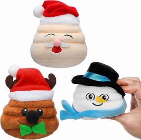 Shappy 3 Pcs Christmas Poop Farting Plush Toy Farting Santa Poop Toys with 7 Fun Fart Sounds 4'' Christmas Dog Toys Santa Snowman Reindeer Poop Plush Fart Noise Maker Xmas Gag Gifts for Family Friends