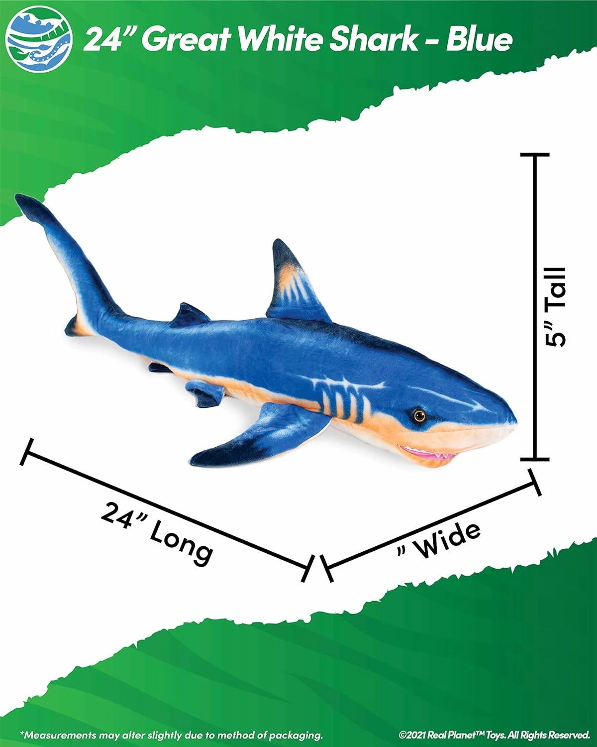 Shark Plush Toy - Realistic Stuffed Animal Gift for Kids All Ages, Sea Creature Shark Plushie, Christmas Birthday Gifts (Blue GW Shark, 16") (16" Long)