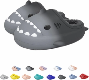 Sharklas, Sharklas Originales Kids, Waterproof Shark Slippers, Winter Plush Fluffy Warmth Shark Slides For Adults