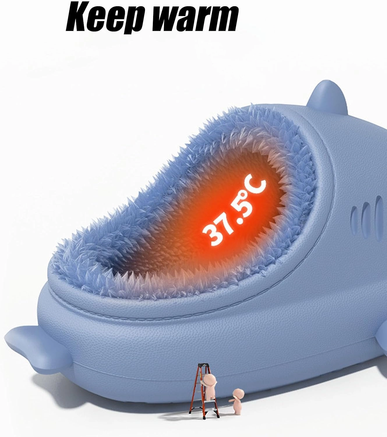 Sharklas, Sharklas Originales Kids, Waterproof Shark Slippers, Winter Plush Fluffy Warmth Shark Slides For Adults