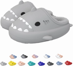 Sharklas, Sharklas Originales Kids, Waterproof Shark Slippers, Winter Plush Fluffy Warmth Shark Slides For Adults