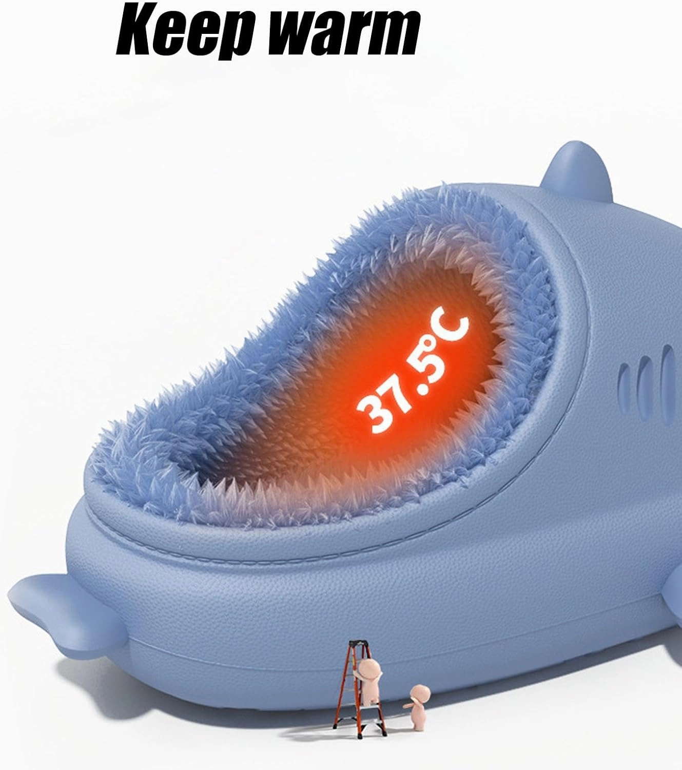 Sharklas, Sharklas Originales Kids, Waterproof Shark Slippers, Winter Plush Fluffy Warmth Shark Slides For Adults