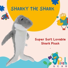 Sharky The Shark 16 Inch Stuffed Animal Toy – Large Soft Plush Shark for Kids Ocean Theme Room Decor Cuddly Marine Life Gift for Toddlers Boys Girls Birthday or Holiday Collectible Plushie