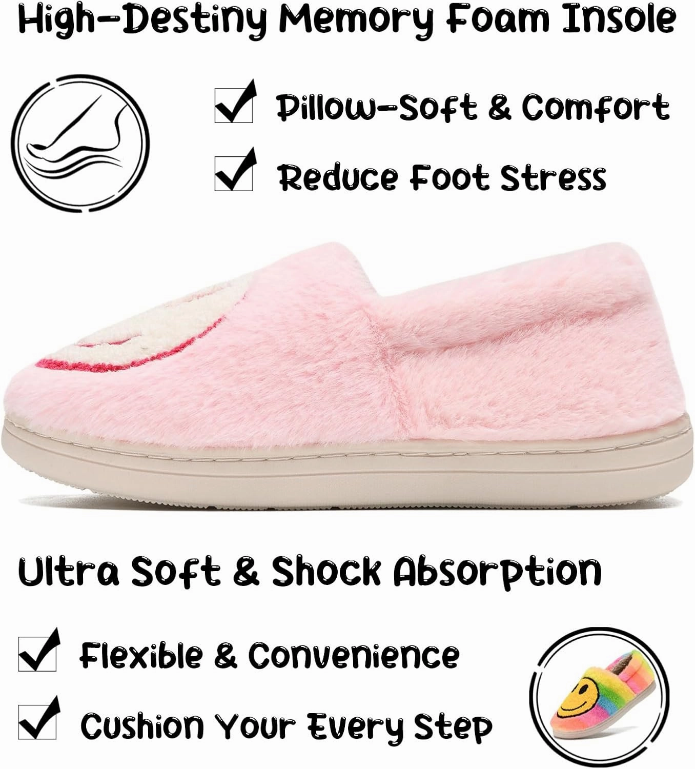 sharllen Retro Smile Face Slippers for Women Men Cute Cozy Soft Plush Slip-on Happy Face Slippers Warm Fluffy Fuzzy Winter Slippers Socks Shoes