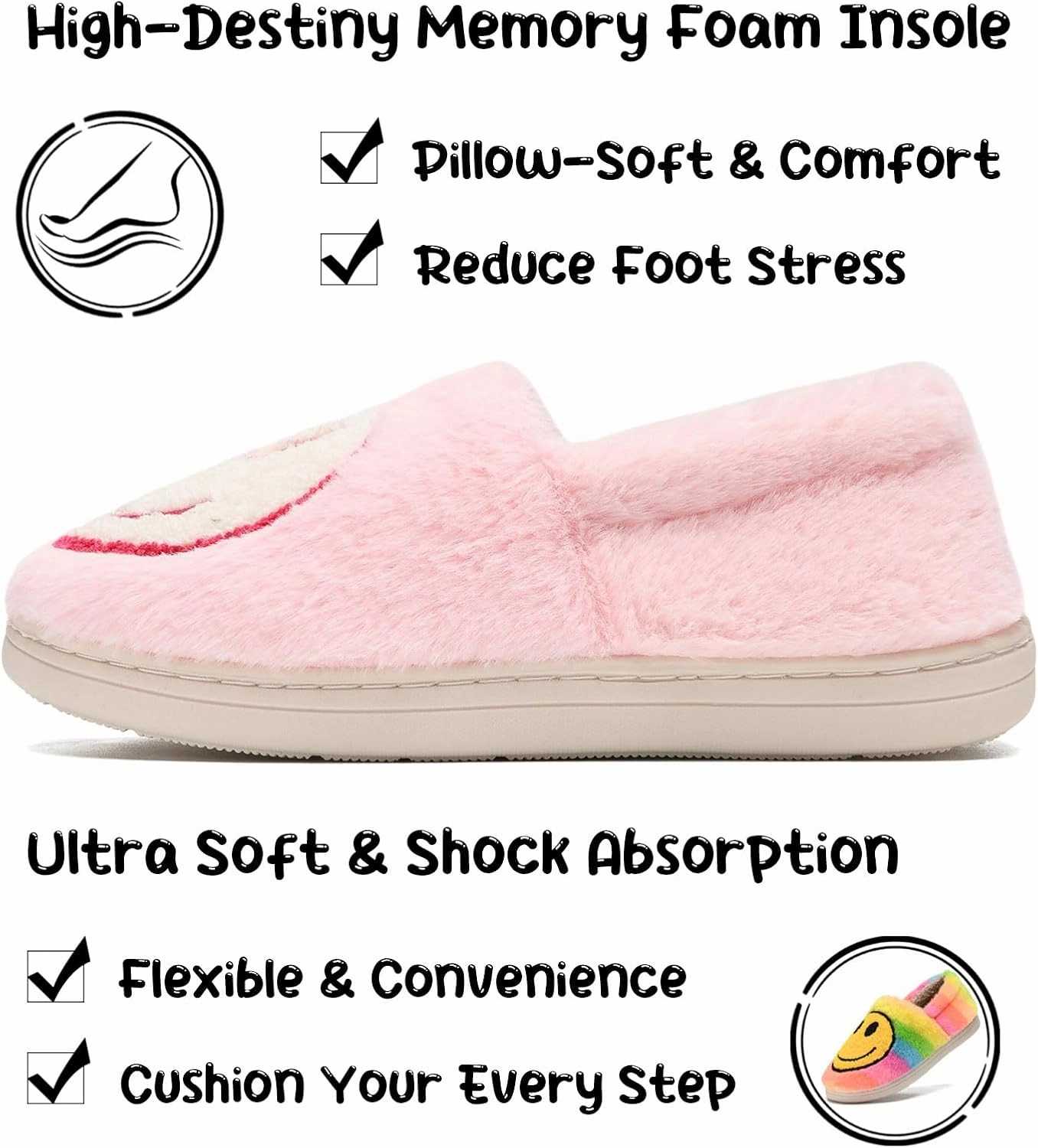 sharllen Retro Smile Face Slippers for Women Men Cute Cozy Soft Plush Slip-on Happy Face Slippers Warm Fluffy Fuzzy Winter Slippers Socks Shoes
