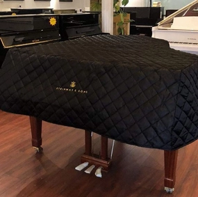 Sheet Music Northwest Piano Cover for Steinway Model L with Embroidery 5'10.5" - Quilted Black Nylon Side Splits