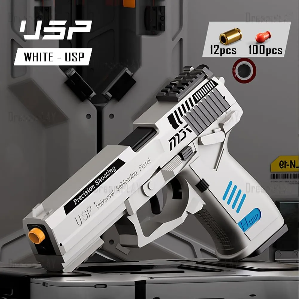 Shell Ejecting Toy Gun, Automatic Pull Back Action Shooting Games Education Model Toy for Kids Gifts