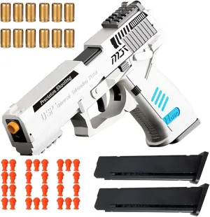 Shell Ejecting Toy Gun, Automatic Pull Back Action Shooting Games Education Model Toy for Kids Gifts