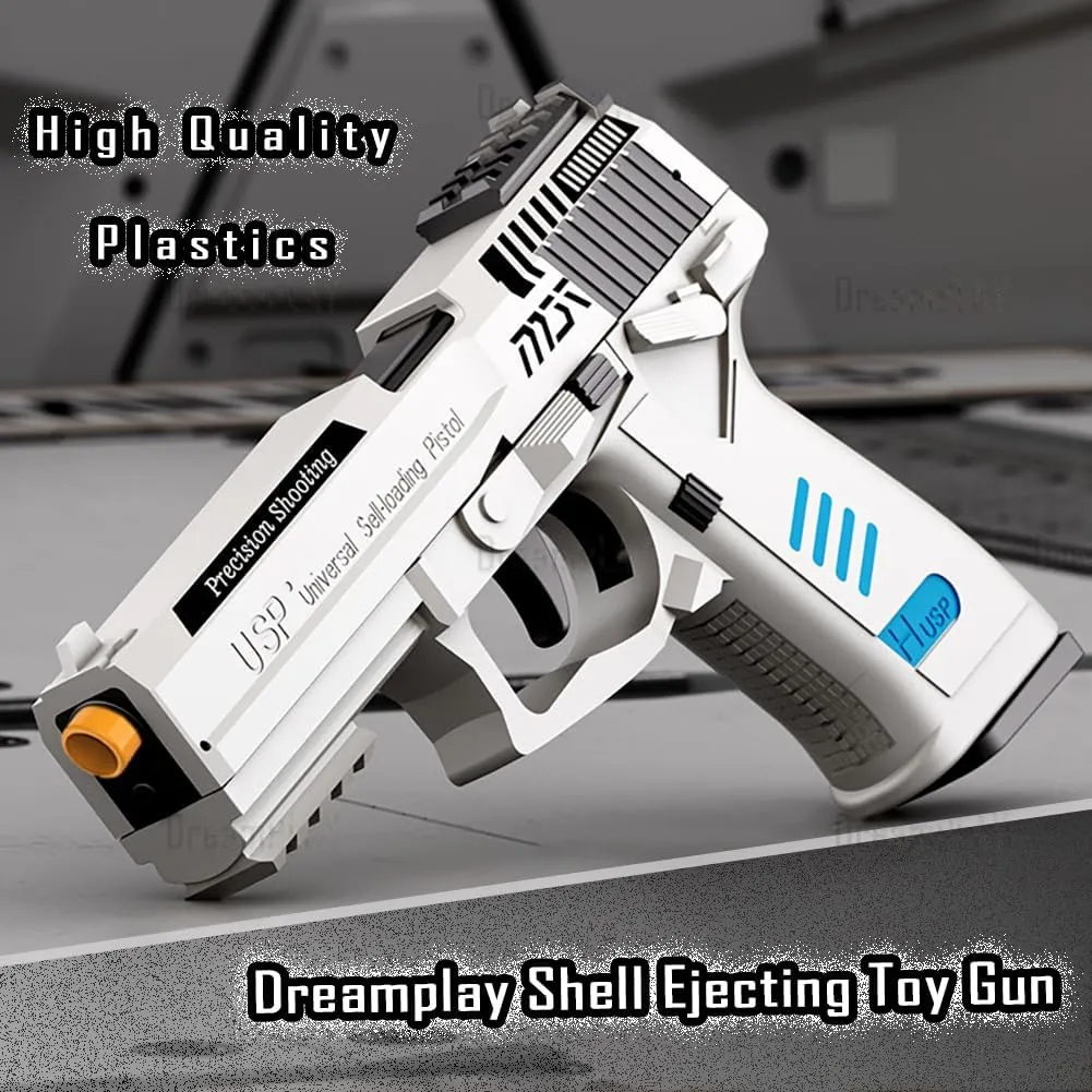 Shell Ejecting Toy Gun, Automatic Pull Back Action Shooting Games Education Model Toy for Kids Gifts